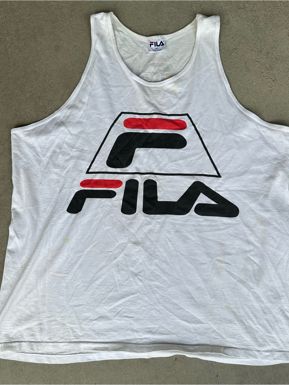 FILA Vintage 1990s Logo Single Stitch Tank Top XL